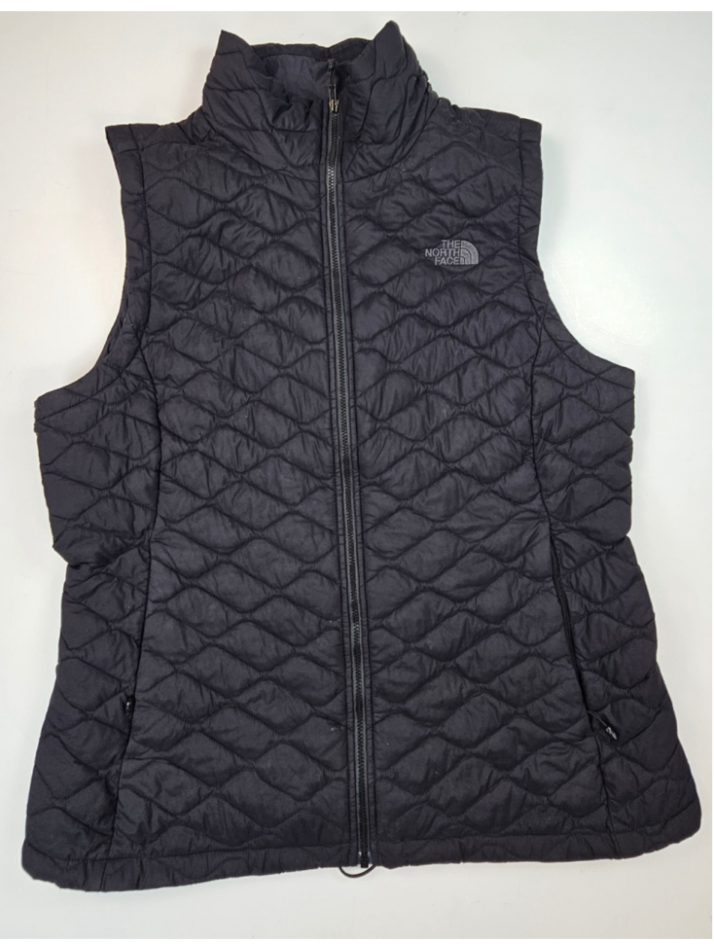 The North Face ThermoBall Vest Womens L Black Quilted Insulated Full Zip